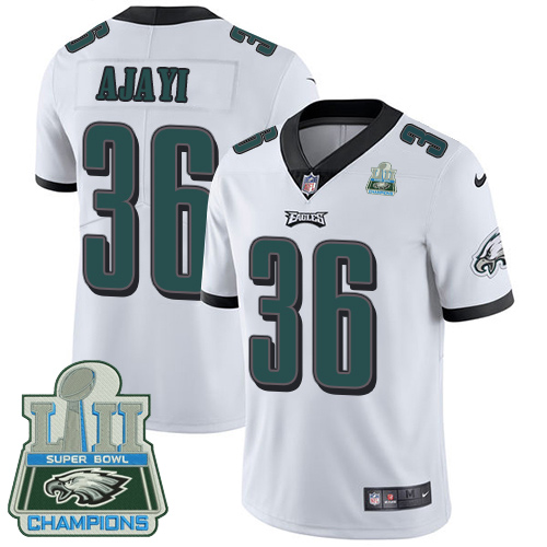 Nike Eagles #36 Jay Ajayi White Super Bowl LII Champions Men's Stitched NFL Vapor Untouchable Limited Jersey - Click Image to Close
